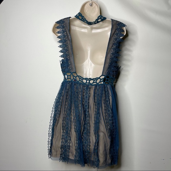 FREE PEOPLE Forever Lace Babydoll Dress Sapphire 4 - Picture 7 of 8